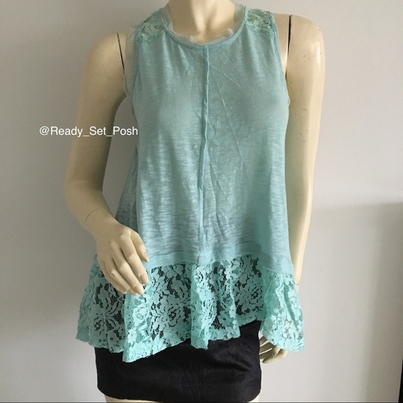 Tops - Poof trapeze tank top with lace trim cutout